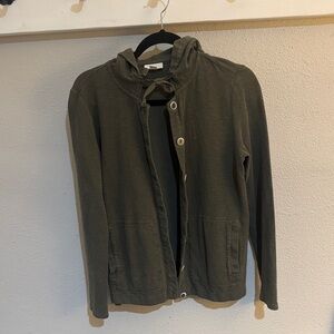 J. Jill Olive Green Hooded Button-Front Jacket